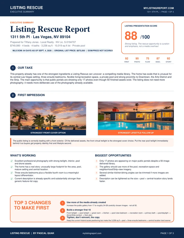 Listing Rescue report page 1